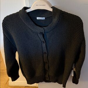 Theo & Spence Dark Gray Knit Button-Up Sweater